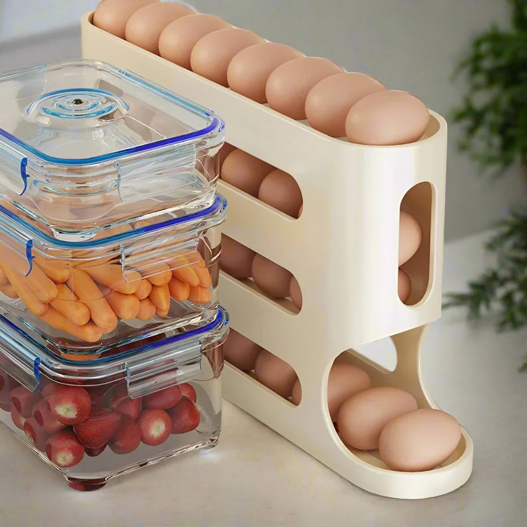 Refrigerator Egg Storage Box - 4 Tiers Fridge Egg Rack Large Capacity Egge